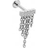Titanium Labret Textured Bar With Cascading Chains