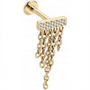 Titanium Labret Textured Bar With Cascading Chains