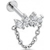 Titanium Labret Marquise Fan With Draping Chain