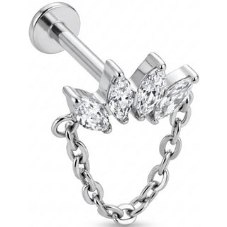 Titanium Labret Marquise Fan With Draping Chain