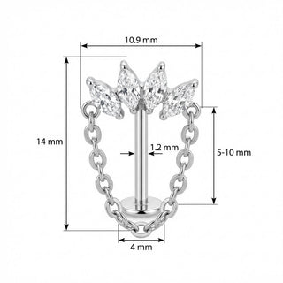 Titanium Labret Marquise Fan With Draping Chain