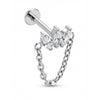 Titanium Labret Triple Marquise Cluster With Chain