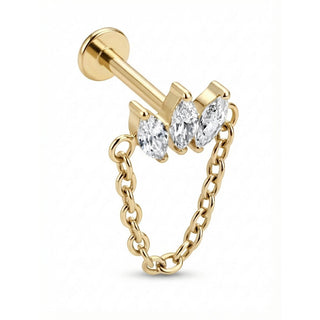 Titanium Labret Triple Marquise Cluster With Chain