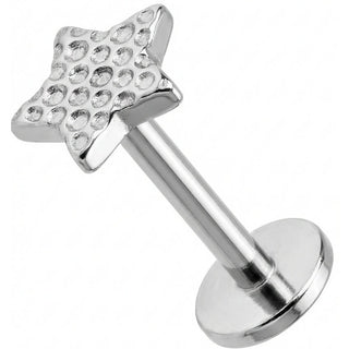 Titanium Labret Textured Hammered Star Top