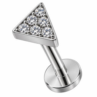 Titanium Labret Crystal Paved Triangle Top Internally Threaded