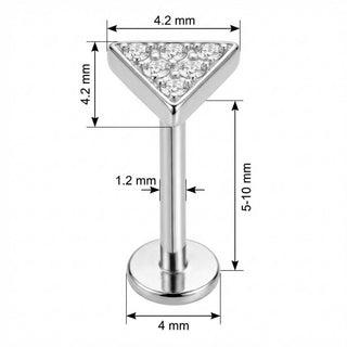 Titanium Labret Crystal Paved Triangle Top