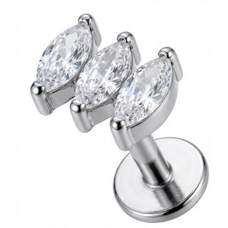 Titanium Labret Triple Marquise Crystal Cluster