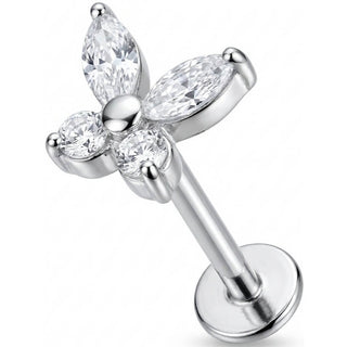 Titanium Labret Marquise Crystal Butterfly