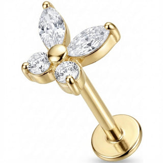 Titanium Labret Marquise Crystal Butterfly