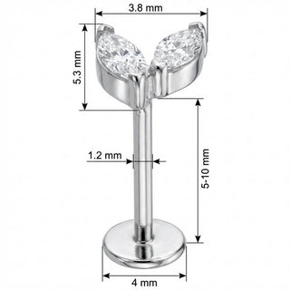 Titanium Labret Double Marquise Crystal Leaves