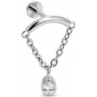 Titanium Labret Curved Bar Draped Chain Drop