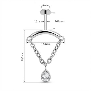 Titanium Labret Curved Bar Draped Chain Drop