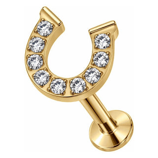 Titanium Labret Crystal Paved Horseshoe Top Internally Threaded