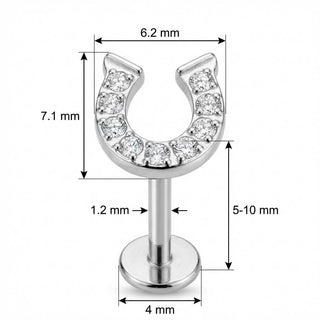 Titanium Labret Crystal Paved Horseshoe Top