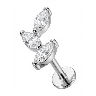 Titanium Labret Triple Marquise Crystal Vine
