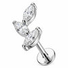 Titanium Labret Triple Marquise Crystal Vine Internally Threaded