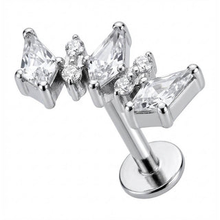 Titanium Labret Triple Kite Crystal Cluster