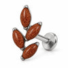 Titanium Labret Marquise Leaf Branch Internally Threaded