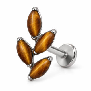 Titanium Labret Marquise Leaf Branch Internally Threaded