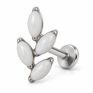 Titanium Labret Marquise Leaf Branch Internally Threaded