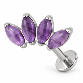 Titanium Labret Four Marquise Zirconia Fan Internally Threaded