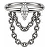 Titanium Ring Marquise Zirconia Double Chain Clicker