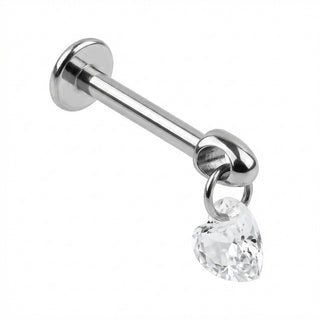 Titane Labret Pendentif Goutte de Cristal Filetage Interne