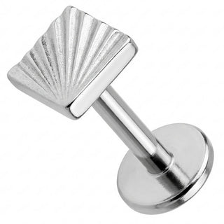 Titanium Labret Textured Fan Shape Design