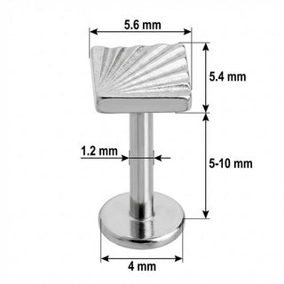 Titanium Labret Textured Fan Shape Design