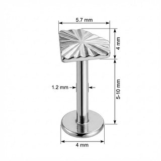 Titanium Labret Rectangular Sunburst Rays