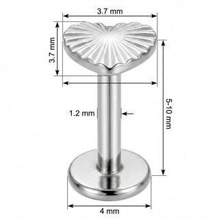 Titanium Labret Radiating Sunburst Heart Top