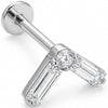 Titanium Labret Baguette And Round Crystal Chevron