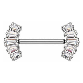 Titanium Nipple Piercing Crystal Baguette Fan Push-In