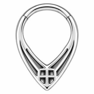 Titanium Ring Geometric Cutout Teardrop Clicker