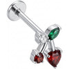 Titanium Labret Red Heart And Round Cherry
