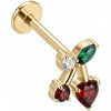 Titanium Labret Red Heart And Round Cherry