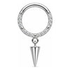Titanium Ring Crystal Paved Spike Drop Clicker