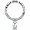 Titanium Ring Crystal Pave Solitaire Charm Clicker