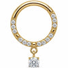 Titanium Ring Crystal Pave Solitaire Charm Clicker