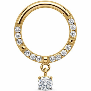 Titanium Ring Crystal Pave Solitaire Charm Clicker