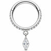 Titanium Ring Marquise Dangle Pave Zirconia Clicker