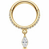 Titanium Ring Marquise Dangle Pave Zirconia Clicker