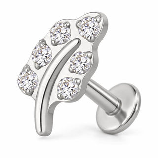 Titanium Labret Curved Zirconia Leaf Internally Threaded