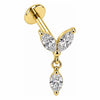 Titanium Labret Marquise Petal Dangle Drop Internally Threaded