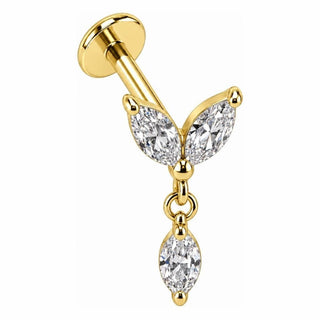 Titanium Labret Marquise Petal Dangle Drop Internally Threaded