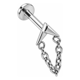 Titanium Labret V-Shape With Draped Chain Internally Threaded