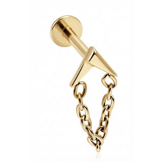 Titanium Labret V-Shape With Draped Chain
