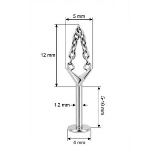 Titanium Labret V-Shape With Draped Chain