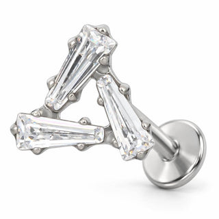 Titanium Labret Tapered Zirconia Triangle Cluster Internally Threaded