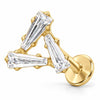 Titanium Labret Tapered Zirconia Triangle Cluster Internally Threaded